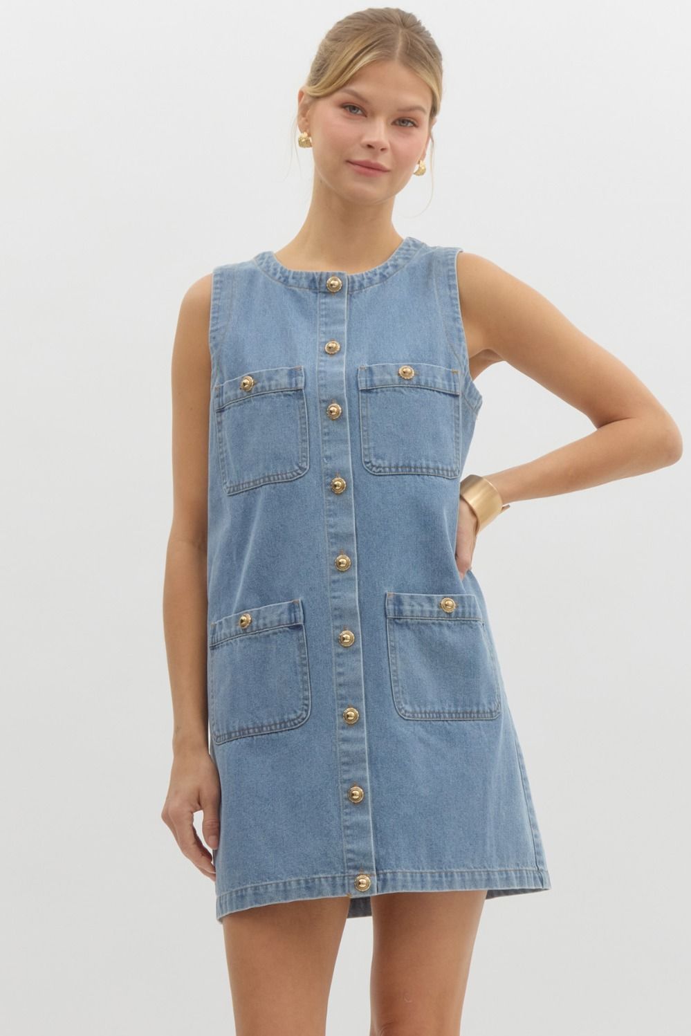 Denim sleeveless mini dress