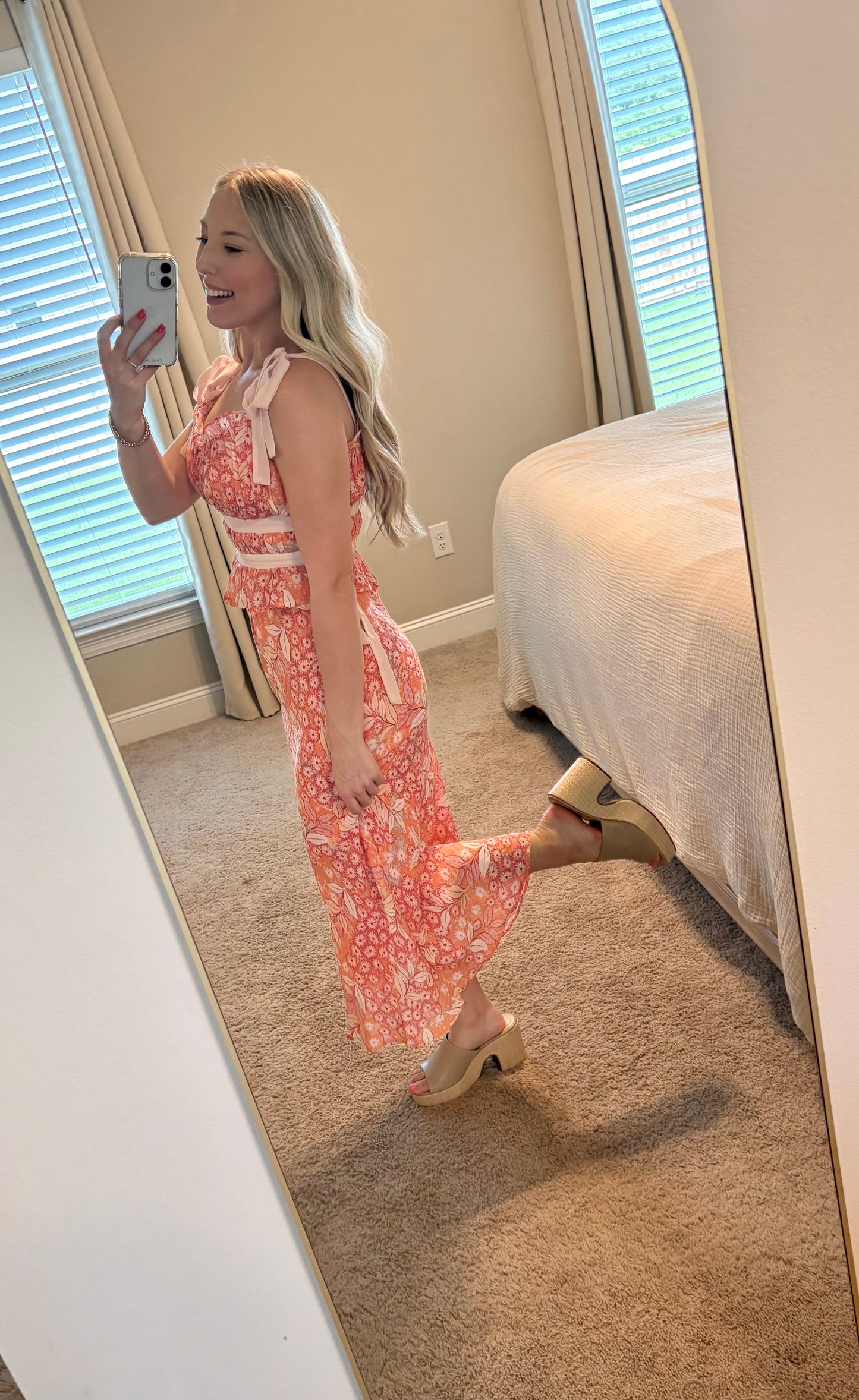 Floral Top and Midi Skirt Set