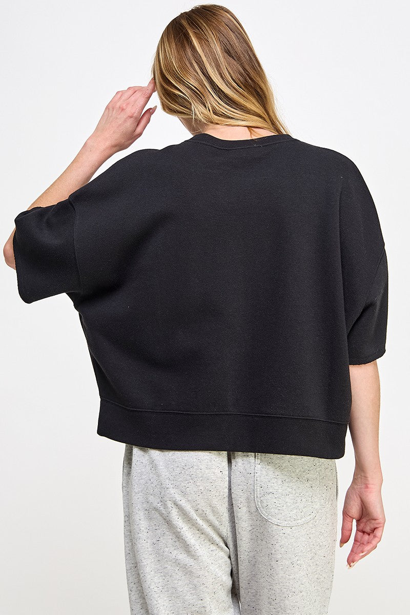 Oversized crop cut off short sleeve sweatshirts