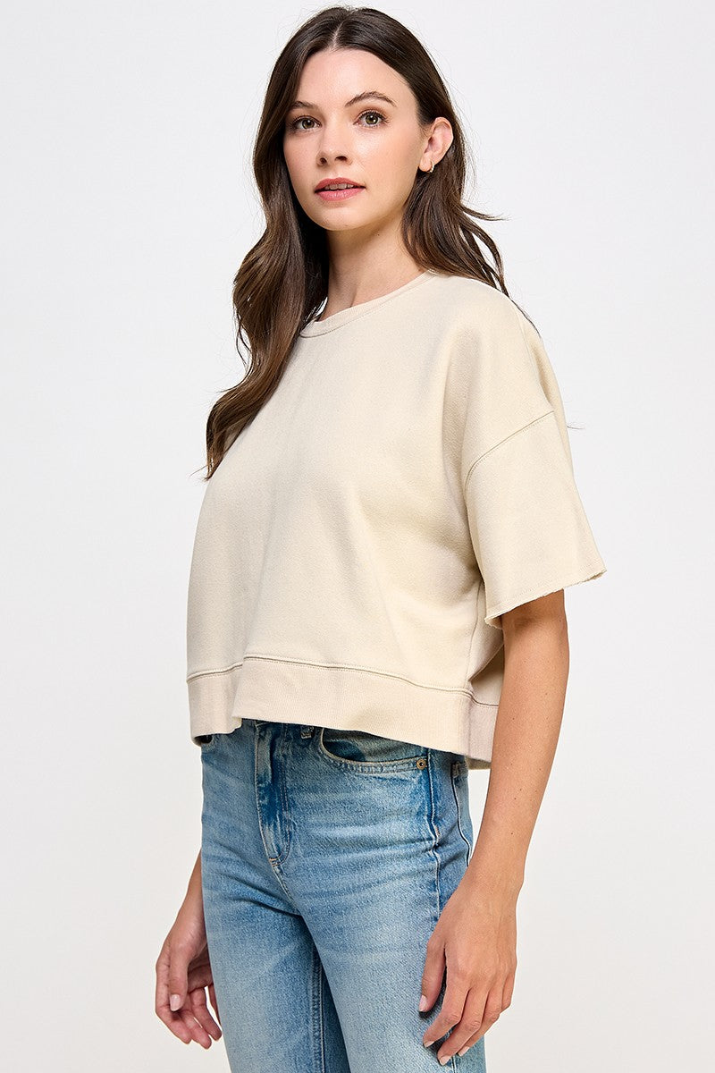 Oversized crop cut off short sleeve sweatshirts