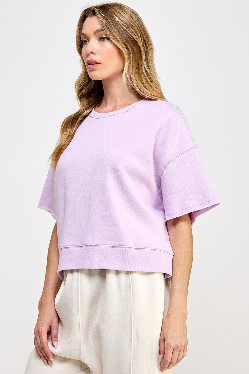 Oversized crop cut off short sleeve sweatshirts