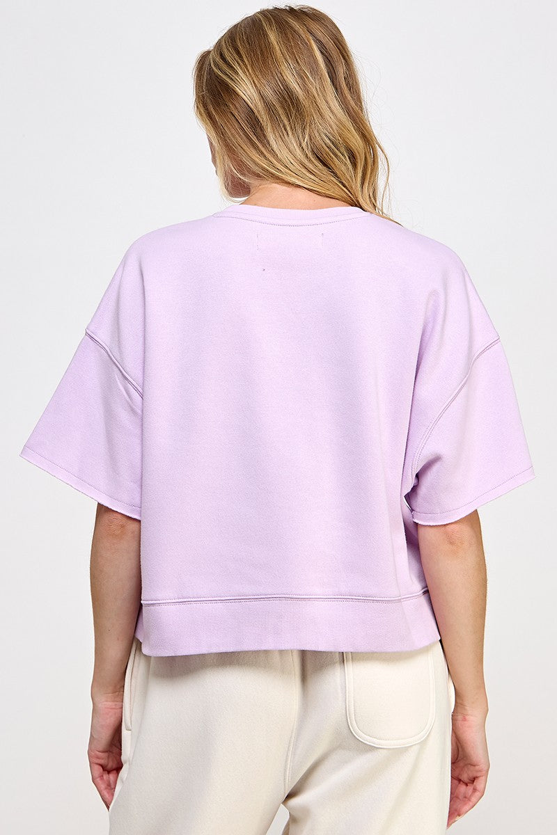 Oversized crop cut off short sleeve sweatshirts