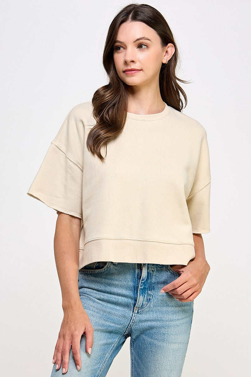 Oversized crop cut off short sleeve sweatshirts