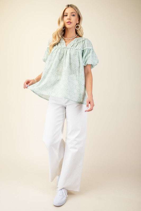 Short Puff Sleeve Top