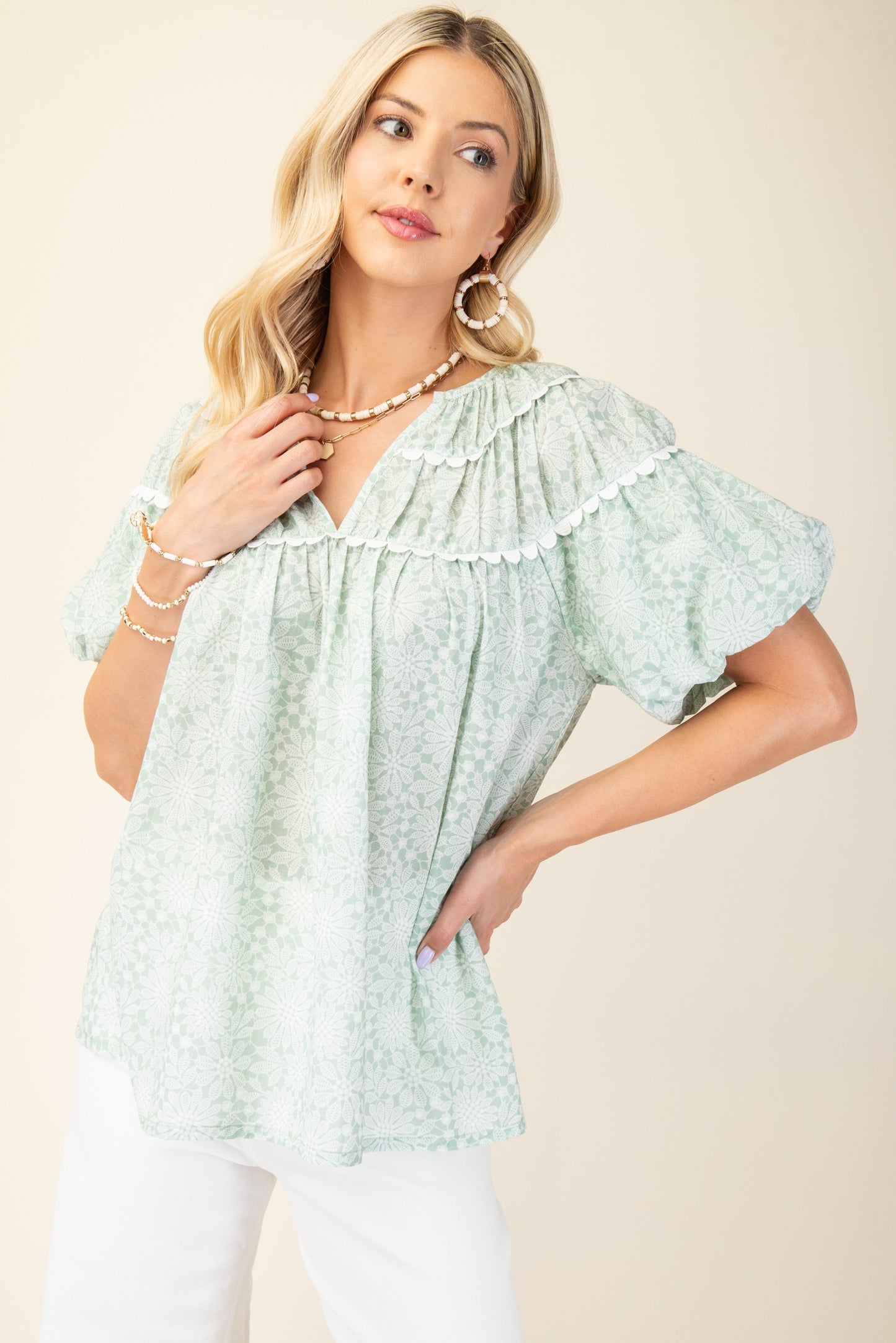 Short Puff Sleeve Top