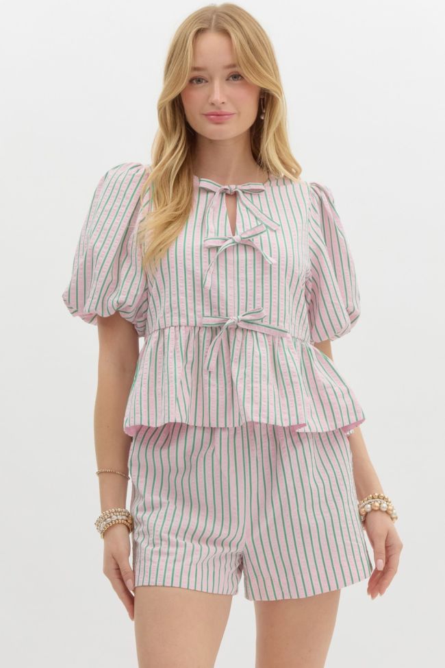 Striped High Waisted Shorts (matching top)