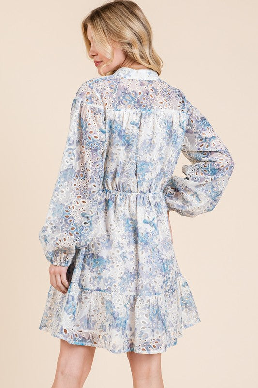 Blue Eyelet Lace Dress