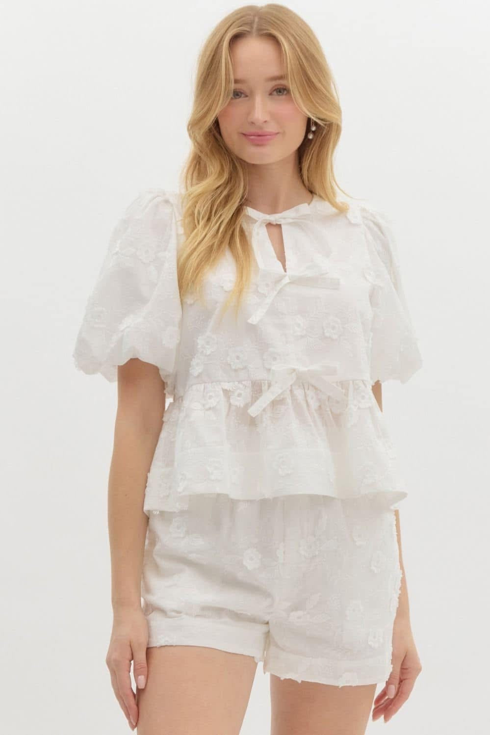 Peplum Floral Top (has matching Shorts)