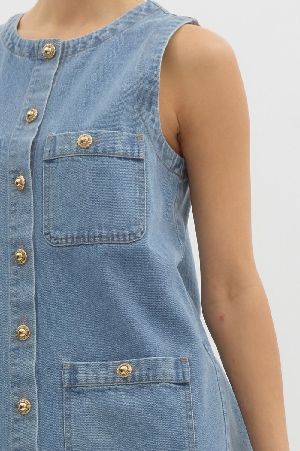 Denim sleeveless mini dress