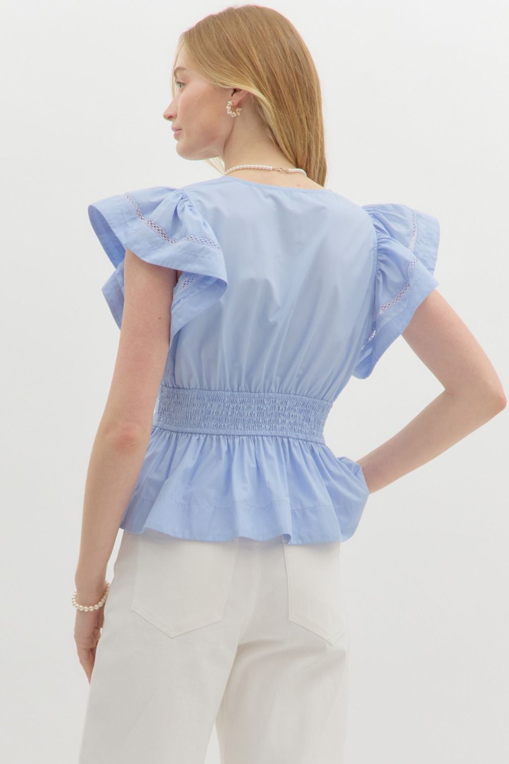 Flutter Sleeve Poplin Top