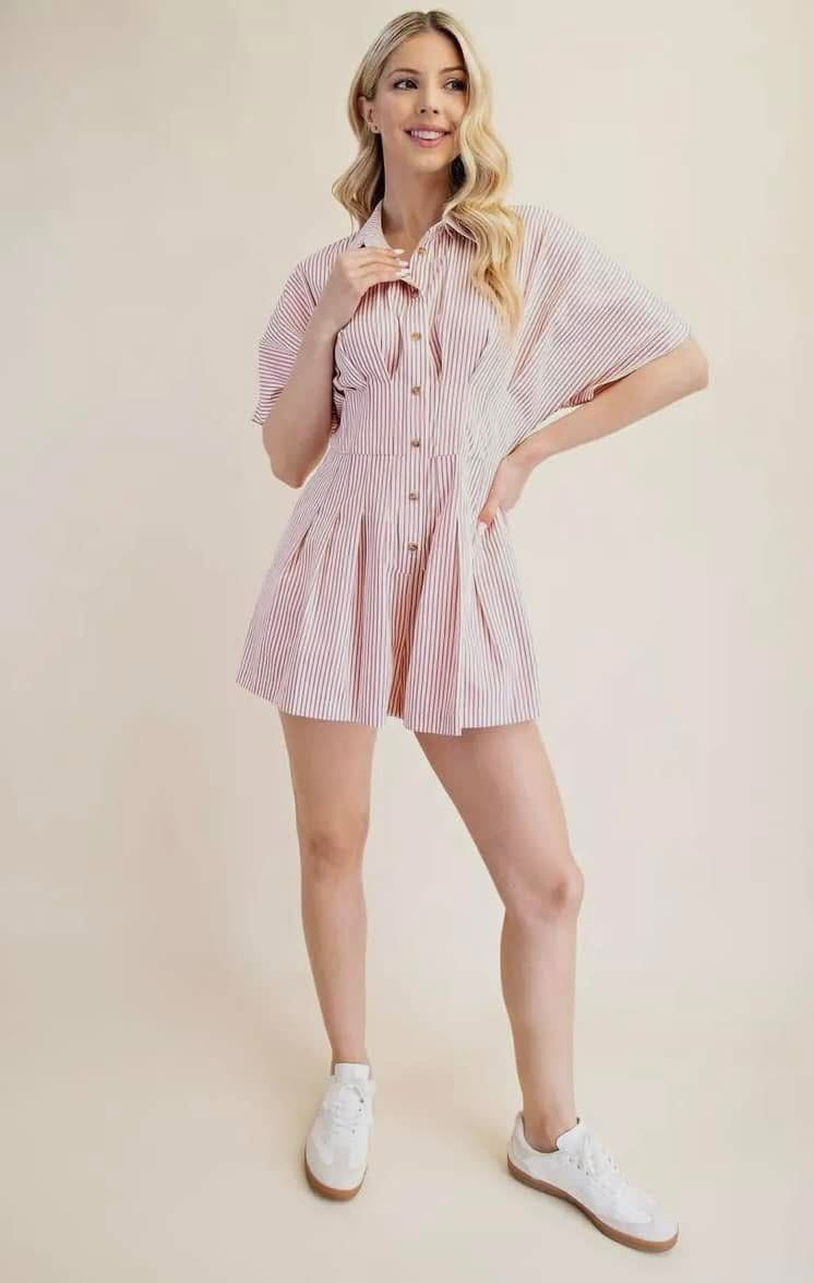 Pleated Fitted Romper