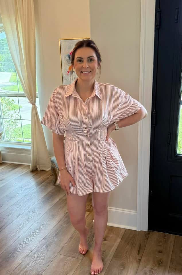 Pleated Fitted Romper