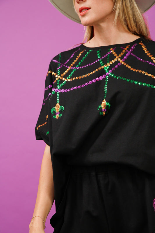 Mardi Gras Bead Shirt(has matching shorts)