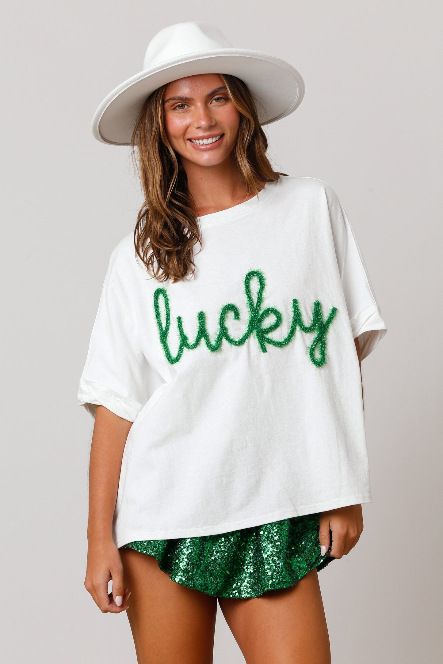 St. Patrick's 'Lucky' Lurex Yarn Top