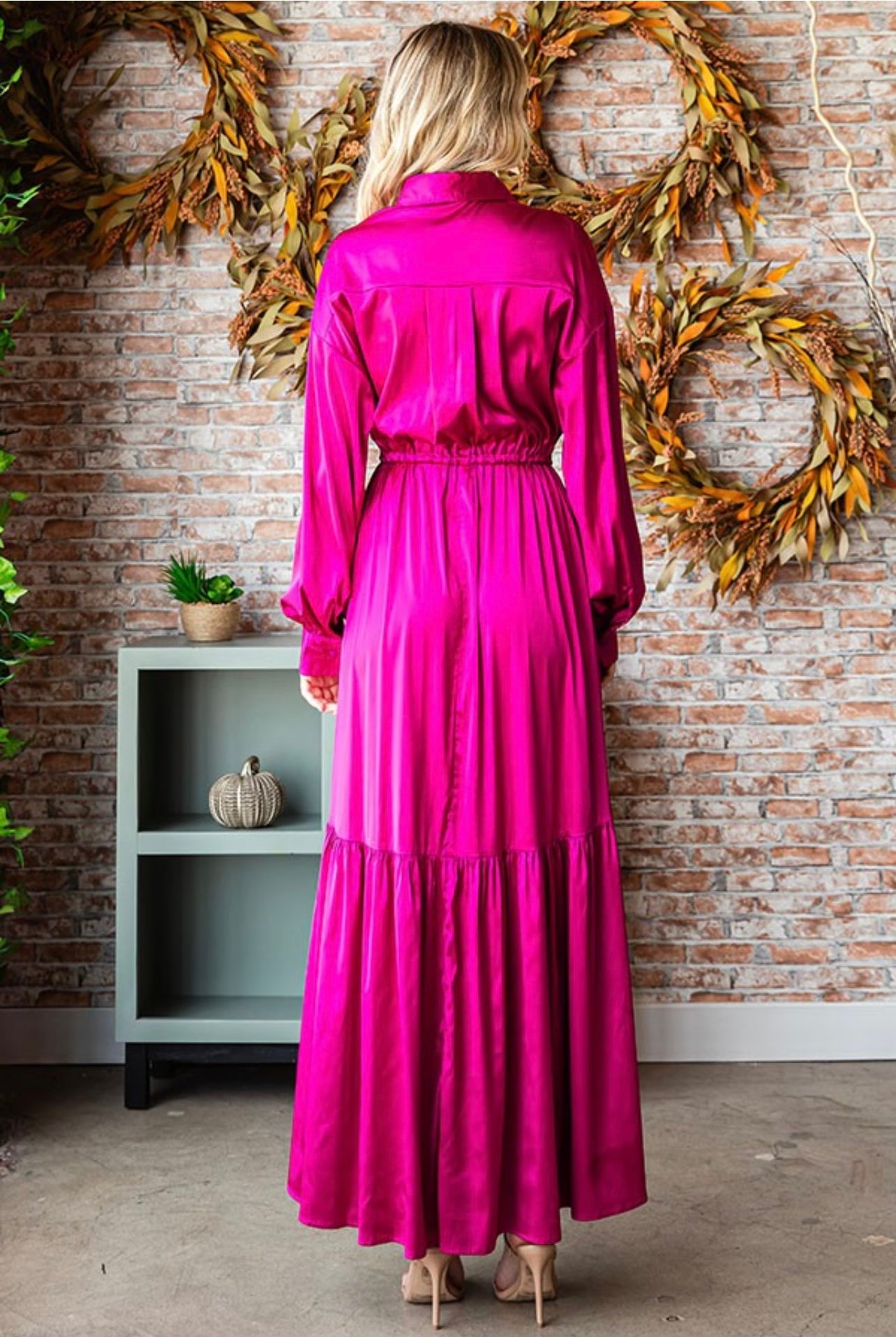 Silk Long Sleeve Maxi Dress