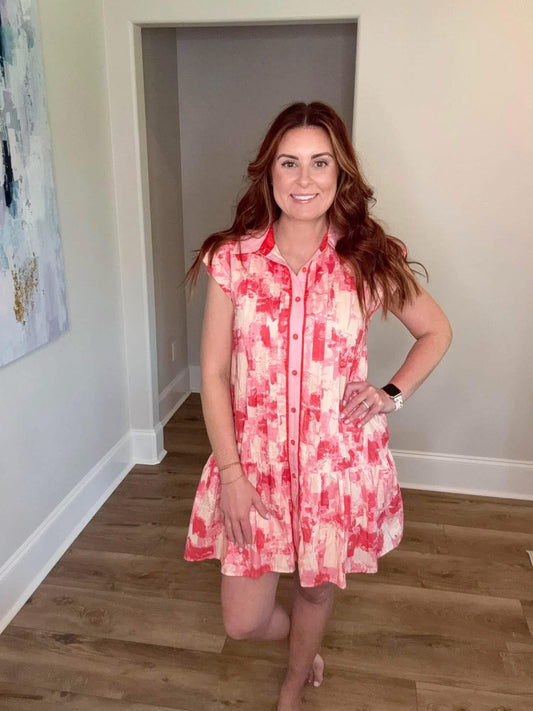 Abstract Pink and Red Dress