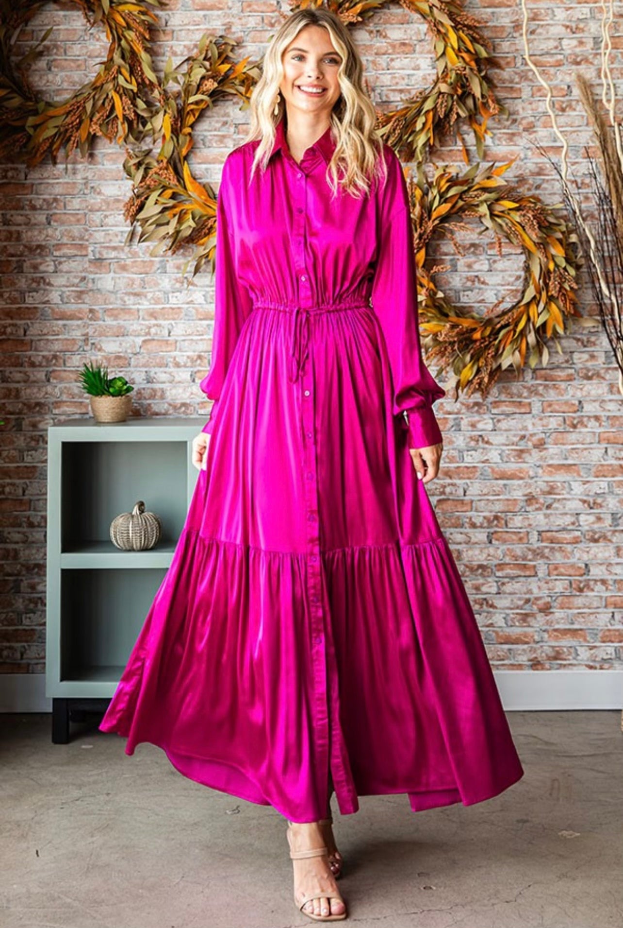 Silk Long Sleeve Maxi Dress