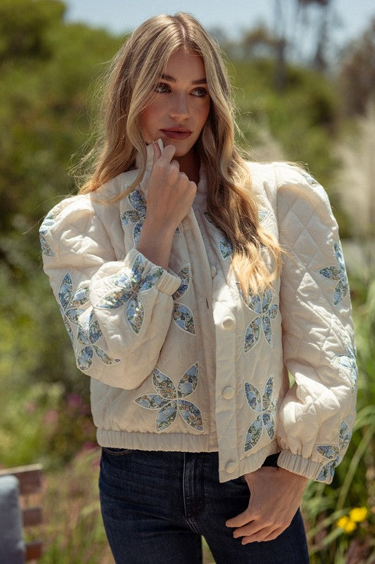 QUILTED JACKET WITH FLORAL PATCHWORK