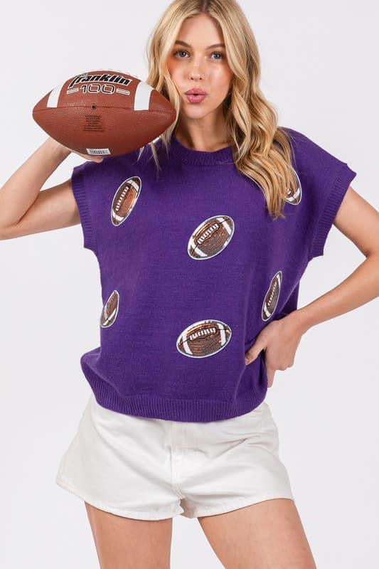 Game Day Football Patch Sweater Top