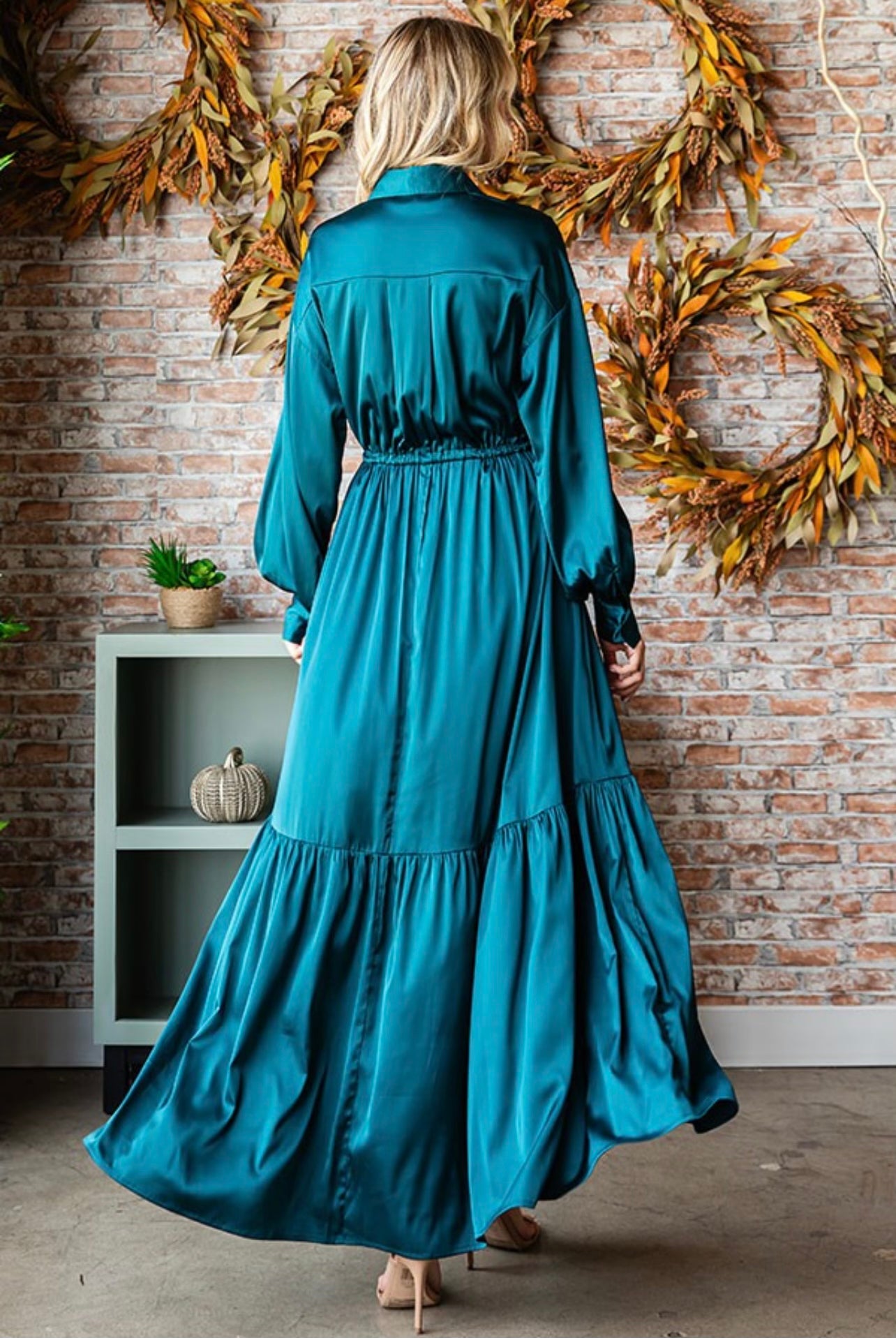 Silk Long Sleeve Maxi Dress