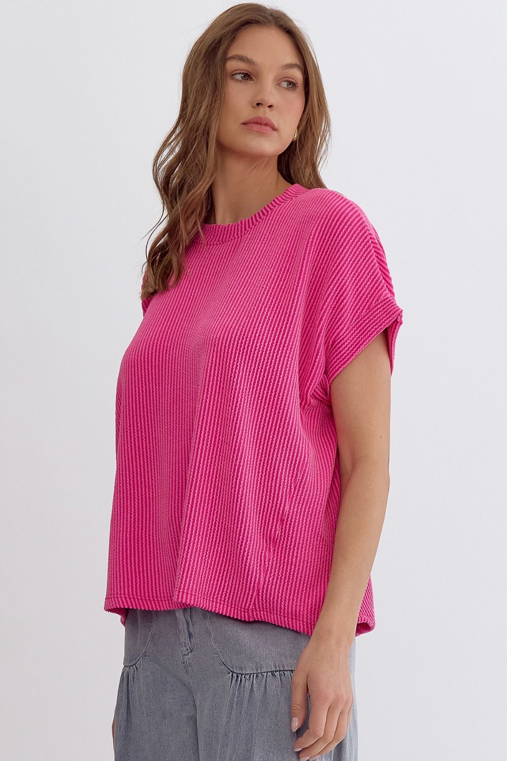 Ribbed Short Sleeve Top