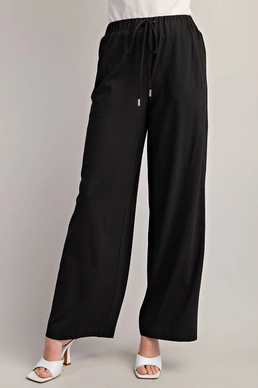 Elastic Waist Wide Leg Pants