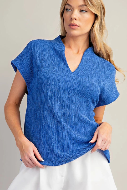 Textured Short Sleeve Top