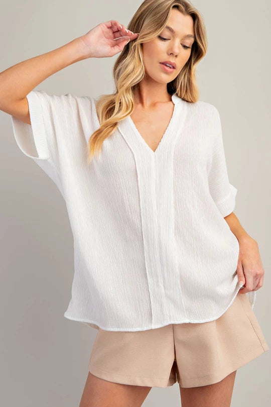 V-Neckline Short Sleeve Top