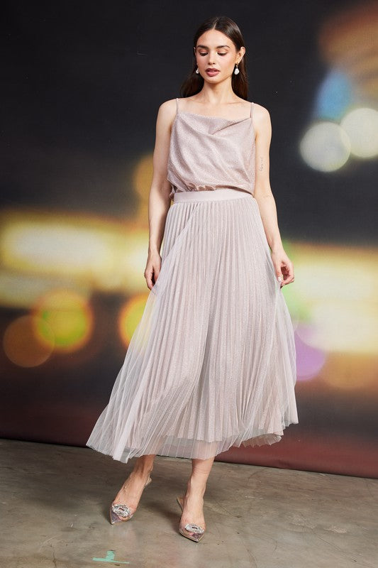 Lurex Pleated Skirt