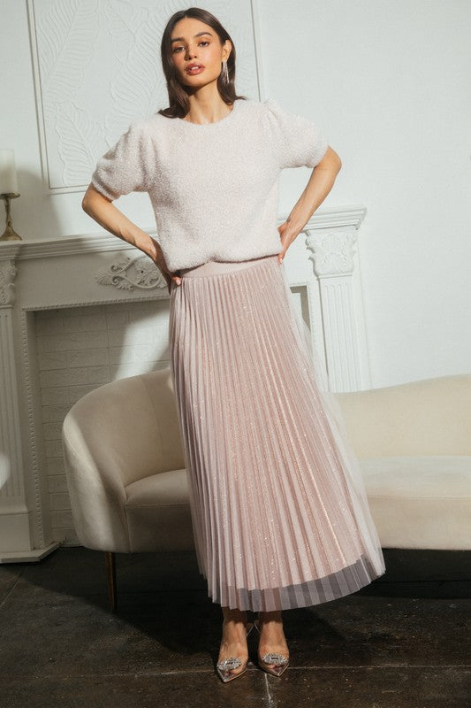 Lurex Pleated Skirt