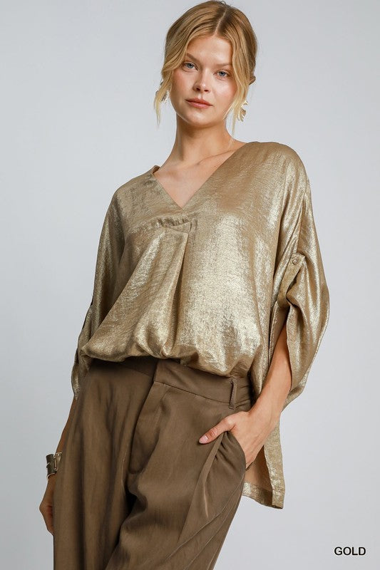 Oversized Metallic Gold Top