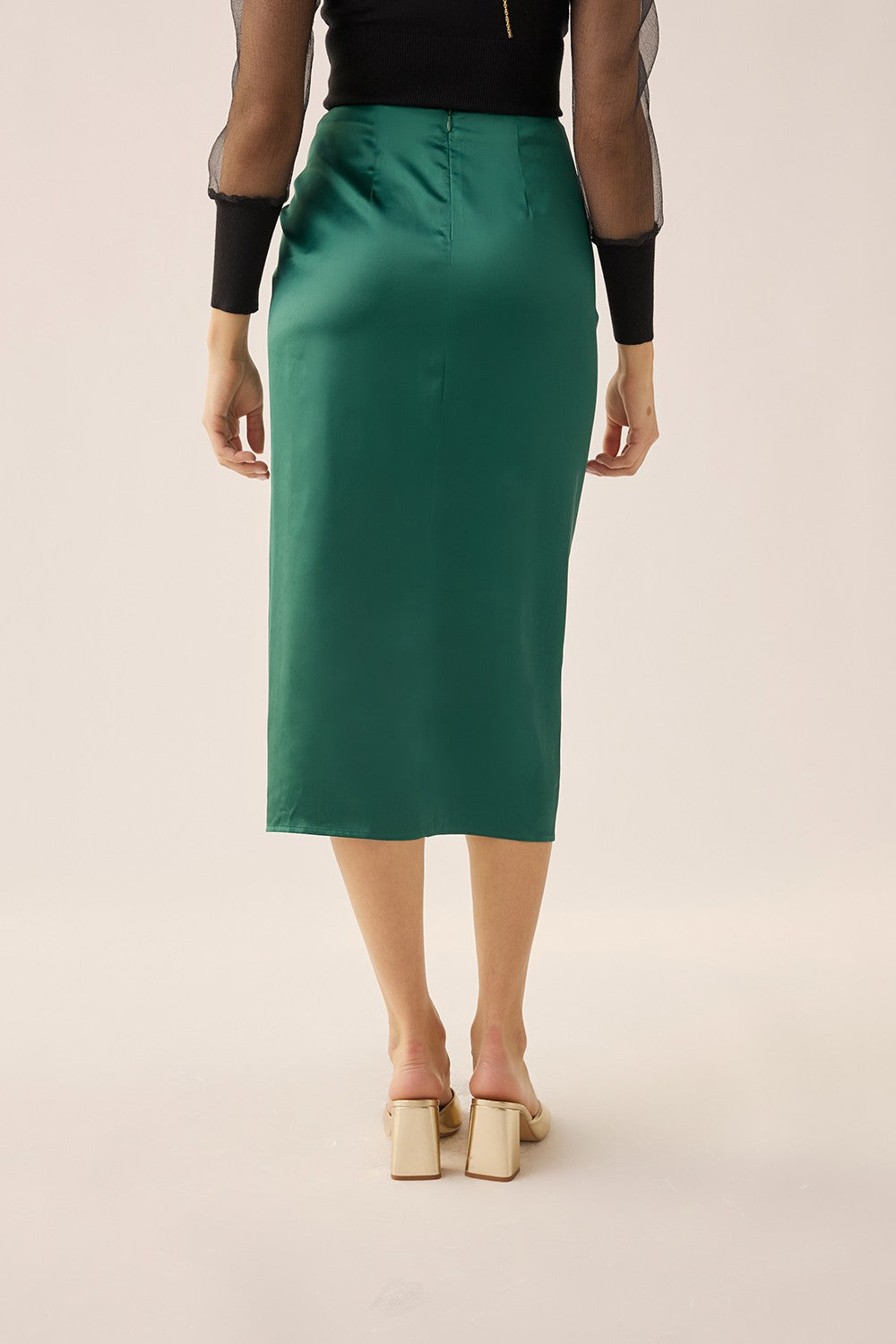 Wrap Knot Side Split Midi Skirt