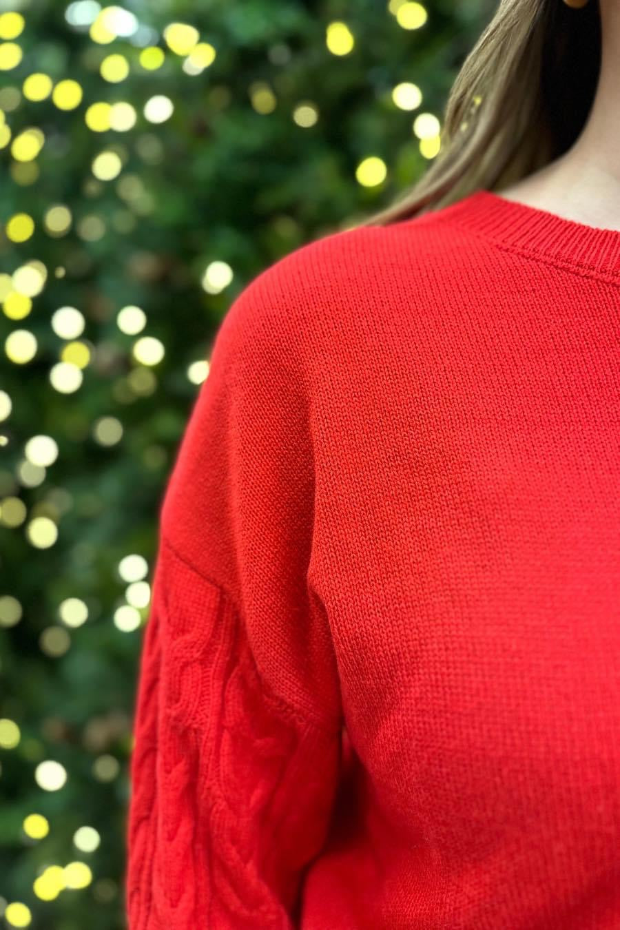 Fire Away Red Cable Knit Sweater