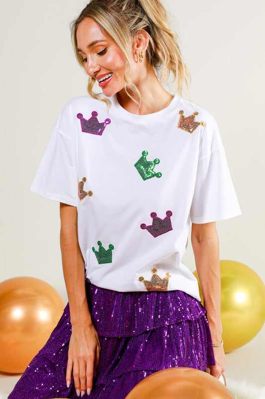 Crown Sequin Patch Detail Top