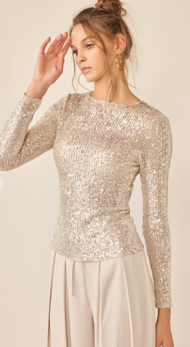 Sequin Long Sleeve Top